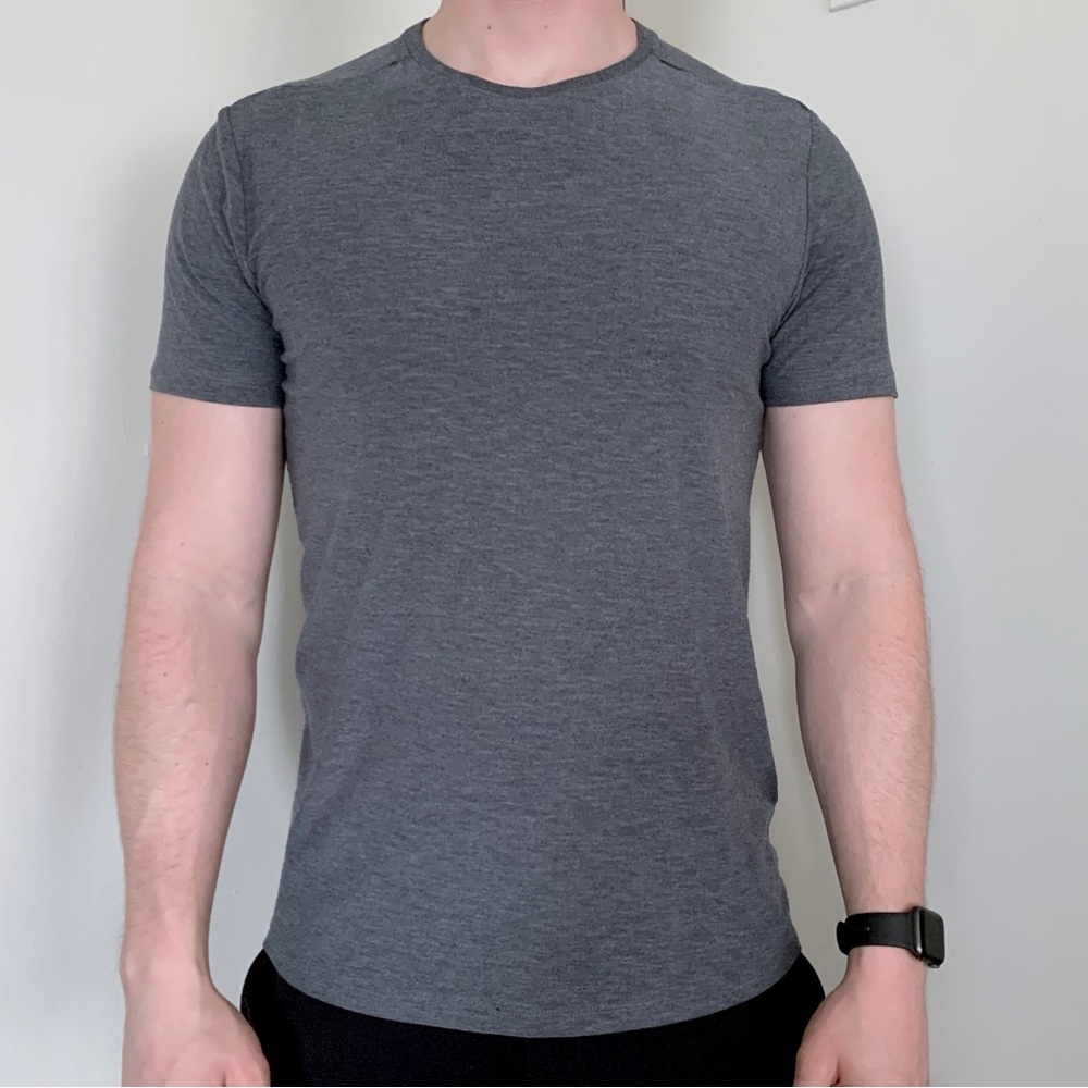 Gray Frank & Oak classic basic short sleeve T-shirt summer Stefan Salvatore